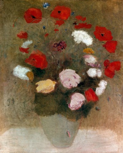 Buket med valmuer Maleri af Odilon redon (1840-1916). af Odilon Redon