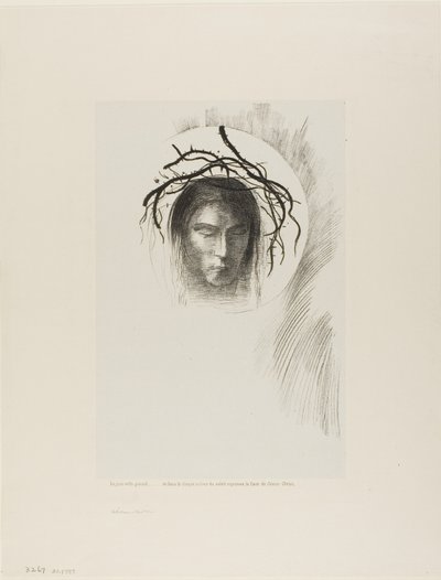 Dagen viser sig endelig,...og i selve solens skive skinner Jesu Kristi ansigt, plade 24 af 24 af Odilon Redon