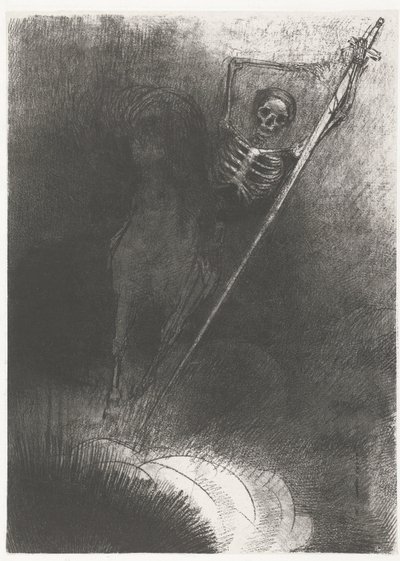 De Dood te paard ...og den, der klatrede på den, hed Døden (titel på objektet) Apocalypse of Saint John (serietitel) Openbaring van Johannes (serietitel) af Odilon Redon