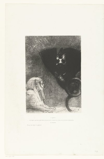 Fra sfinx til de chimaera Sfinksen: ... mit blik, som intet kan afvige, forbliver spændt gennem tingene i en utilgængelig horisont, Kimæren: Mig, jeg er let og glad! Temptation of Saint Anthony (2) (serietitel) Søgning van de heilig af Odilon Redon