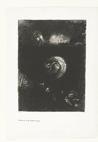 Og alle slags afskyelige udyr dukkede op Et toutes sortes de bêtes effroyables surgissent (titel på objekt) Tentation de Saint-Antoine (1) (serietitel) Temptation of Saint Anthony (serietitel) af Odilon Redon