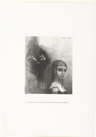 Og en stor fugl, der stiger ned fra himlen, sætter sig på kronen af ​​sin frisure ...et un grand oiseau, qui descend du ciel, vient s