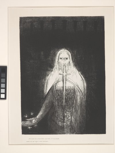 Og han havde syv stjerner i højre hånd... (litografi på kinesisk applikationspapir) af Odilon Redon