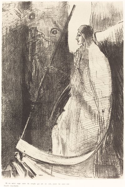Og en anden engel kom ud af templet i himlen, og han havde også en skarp segl af Odilon Redon