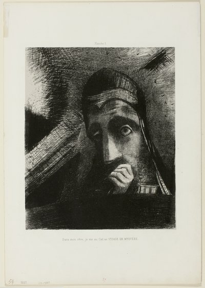 Face of Mystery (I min drøm så jeg i himlen et ANSIGT OF MYSTERY), plade 1 fra Homage to Goya af Odilon Redon