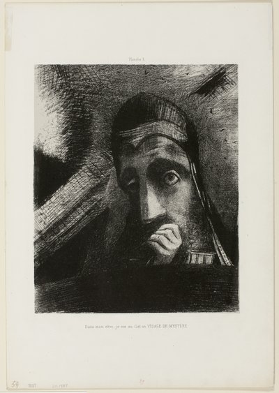 Face of Mystery (I min drøm så jeg i himlen et ANSIGT OF MYSTERY), plade 1 fra Homage to Goya af Odilon Redon