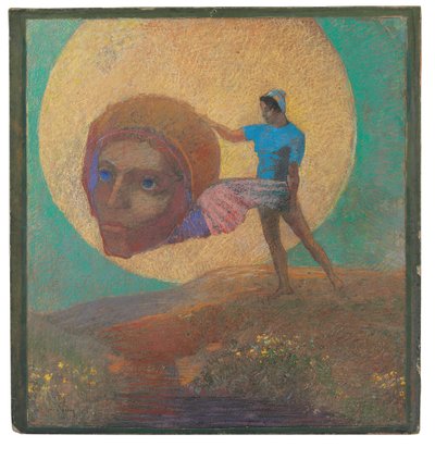 Figur iført et bevinget hoved (The Fall of Icarus) af Odilon Redon