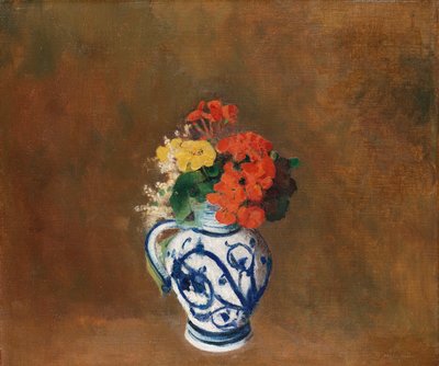 Blomster i en blå vase, ca. 1900 af Odilon Redon