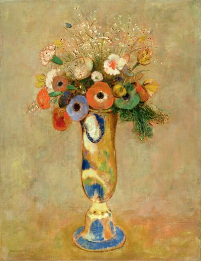 Blomster i malet vase af Odilon Redon