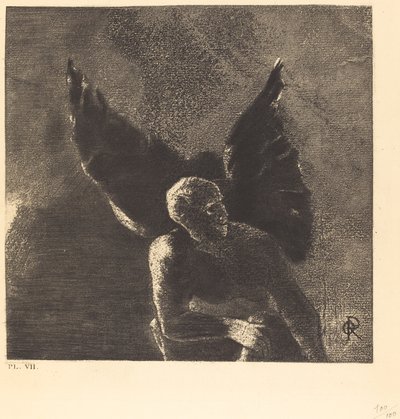 Ære og pris til dig, satan, i himlens højder, hvor du herskede, og i helvedes dyb, hvor besejret, drømmer du i stilhed! (Ære og pris til dig, Satan, i himlens højder, hvor du herskede, og i helvedes dyb, hvor, vanqu af Odilon Redon
