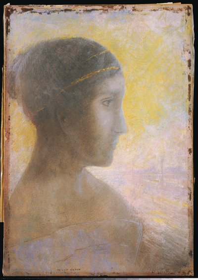Leder af en ung kvinde i profil, ca. 1895 af Odilon Redon