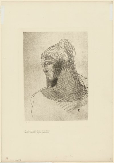 I Adore You as I Adore the Vault of the Night Sky, O Vessel of Sadness, O Tall Silent Woman, plade 2 af 9 af Odilon Redon