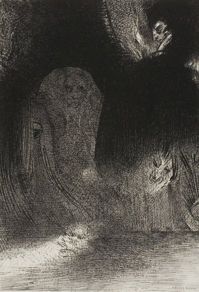 Jeg har nogle gange set på himlen, hvad der syntes at være som former for spiritus, plade 21 af 24 af Odilon Redon