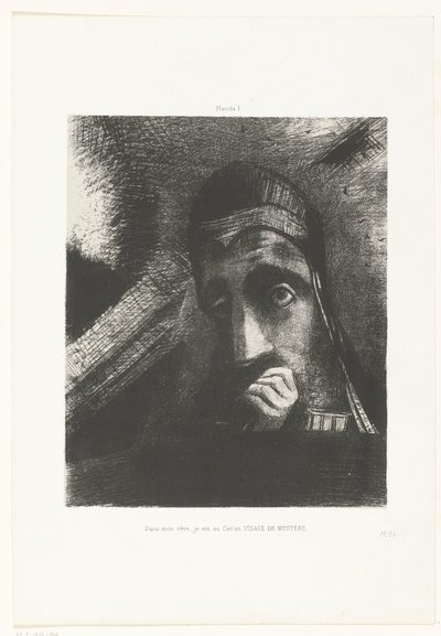 Jeg så i min drøm et mystisk ansigt på himlen Dans mon rêve, je vis au Ciel un VISAGE DE MYSTÈRE (titel på objekt) af Odilon Redon