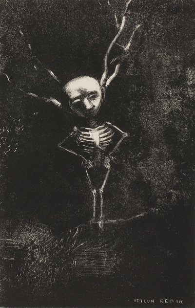 I labyrinten af grene dukkede den blege figur op, plade 2 af 7 af Odilon Redon