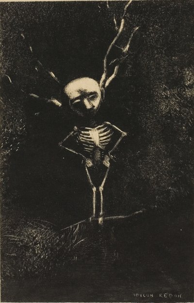 I labyrinten af grene dukkede den blege figur op, plade 2 af 7 af Odilon Redon