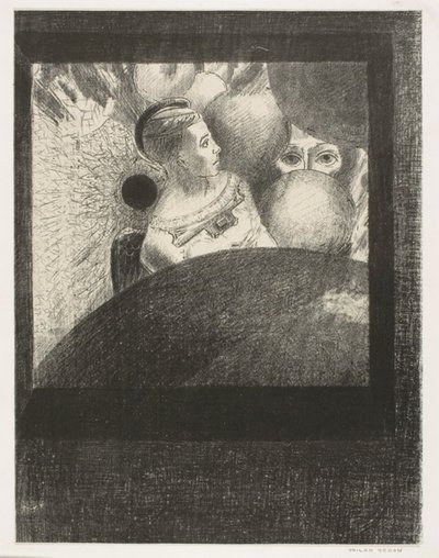 In the Spheres (Åndedrættet, der fører levende væsener, er også i SPHERERNE), plade 5 af 6 fra To Edgar Poe af Odilon Redon