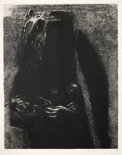 Det er Djævelen, der bærer de syv dødssynder under sine to vinger af Odilon Redon