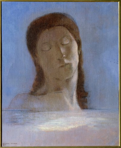 Les yeux clos Maleri af Odilon Redon (1840-1916) 1890 Søn. 0,44x0,36 m - Musee d