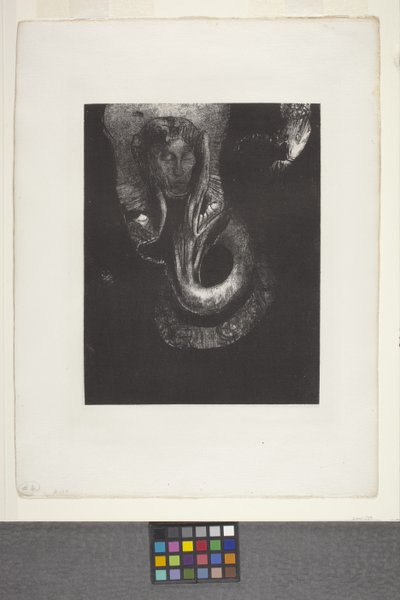 Oannès: "I, The First Consciousness Of Chaos..." (litografi på kinesisk applikationspapir) af Odilon Redon