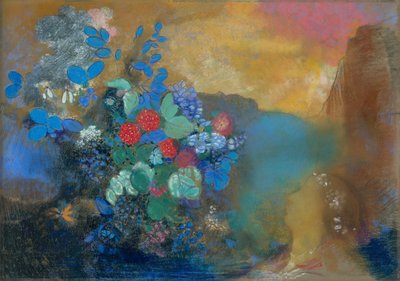 Ophelia blandt blomsterne, ca. 1905-8 (pastel på papir) af Odilon Redon