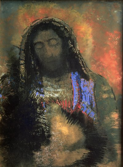 Sacred Heart, 1910 (pastel på papir) af Odilon Redon