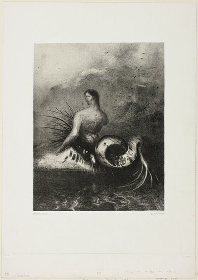 Siren Coming out of the Waves, Dressed in Flames, plade 4 af 8 fra "Les Origines" af Odilon Redon