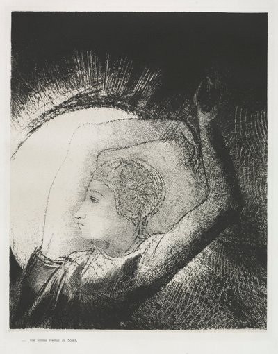 The Apocalypse of Saint John: En kvinde klædt med solen, 1899. af Odilon Redon