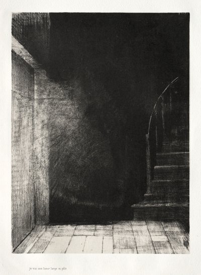 The Haunted House: We Both Saw a Large Pale Light, 1896. af Odilon Redon
