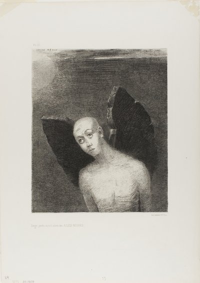 Den forsvundne engel åbnede så sorte vinger, fra Night af Odilon Redon