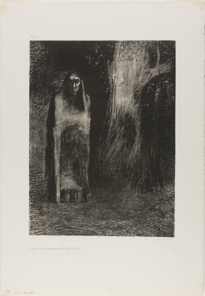 Manden var alene i et natlandskab, fra Night af Odilon Redon