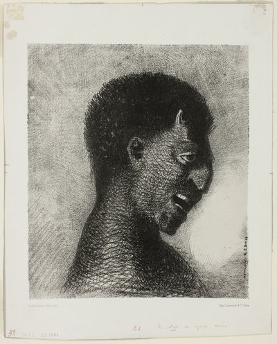 Satyren med det kyniske smil, plade 5 af 8 fra "Les Origines" af Odilon Redon