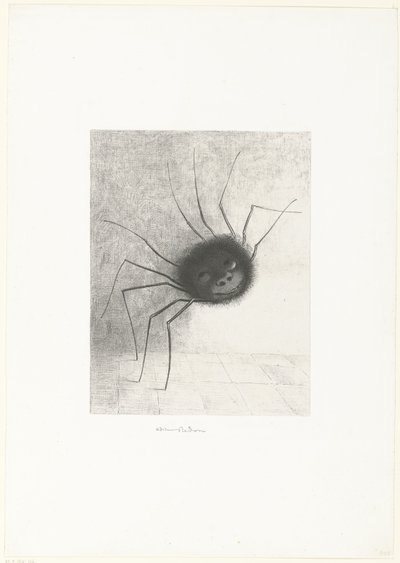 Edderkoppen, 1887 (tryk) af Odilon Redon