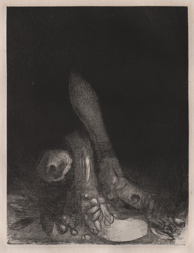 The Temptation of St. Anthony: Flowers Fall and the Head of a Python Appears, 1896. af Odilon Redon