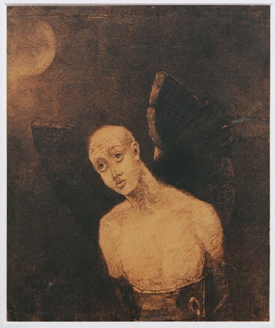 Den faldne engel (kul på papir) af Odilon Redon