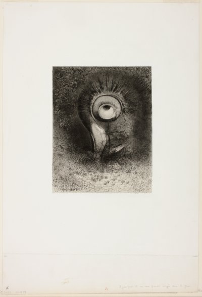 Der var måske et første syn forsøgt i blomsten, plade 2 af 8 fra "Les Origines" af Odilon Redon