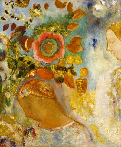 To unge piger blandt blomster, 1912 af Odilon Redon