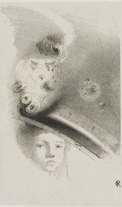 Uden titel prøvelitografi af Odilon Redon