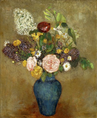 Vase med blomster; Vase med blomster, af Odilon Redon