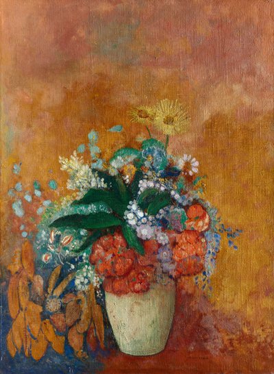 Vase med blomster, ca. 1905 (olie på stof) af Odilon Redon