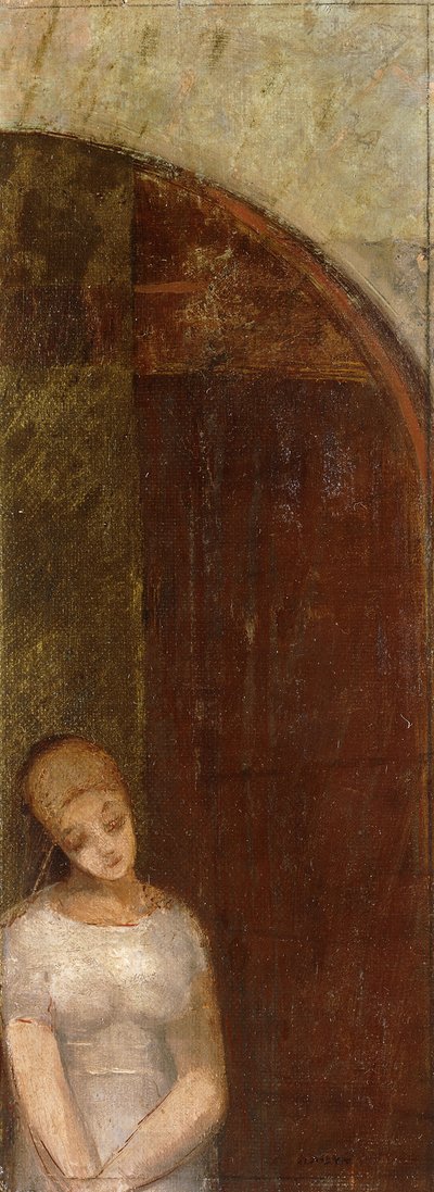 Ung kvinde under en bue; Ung kvinde under en bue, ca. 1886 af Odilon Redon
