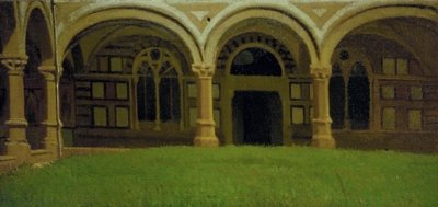 Gammelt florentinsk kloster, ca. 1864-65 (olie på lærred) af Odoardo Borrani
