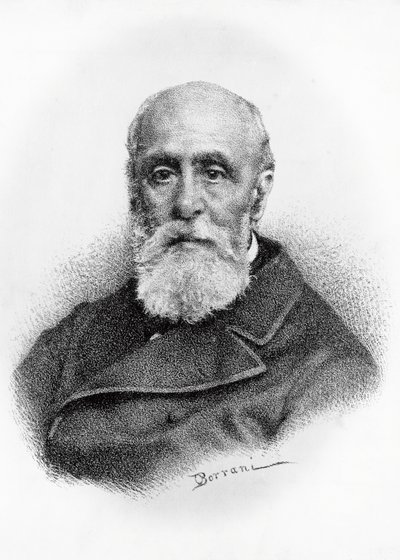 Portræt af Giovanni Ruffini (1807-1881), italiensk digter og patriot, litografi efter tegning af Odoardo Borrani (1833-1905) af Odoardo Borrani