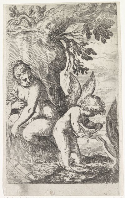 Venus ser på Amor og laver en bue Scener med Venus og Amor (serietitel) Scherzi d