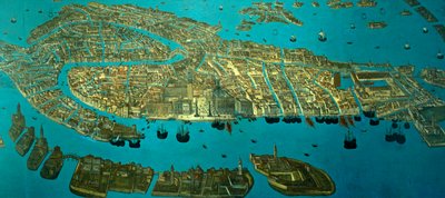 Plan over Venedig (akvarel på papir) af Odoardo Fialetti