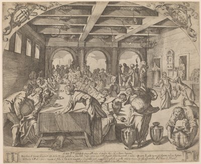 Ægteskabet i Kana af Odoardo Fialetti after Jacopo Tintoretto