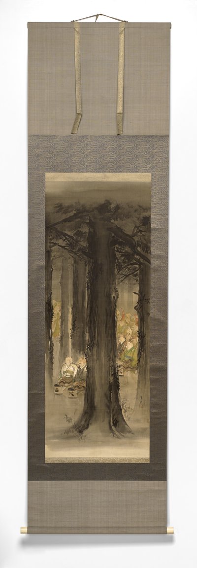 Kitsune No Yomeiri [Rævens bryllup], slutningen af det 19.-begyndelsen af det 20. århundrede (blæk på silkemonteret papir med elfenbensrulle) af Ogata Gekko