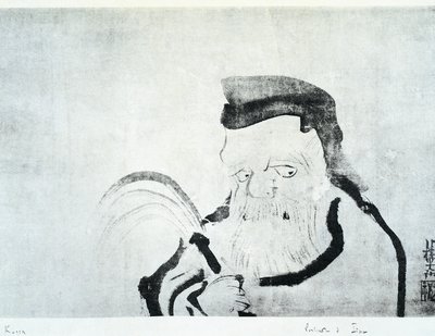 Portræt af gammel mand, tegning af Ogata Korin (1658-1716), blæk på silke, japansk civilisation, Edo-perioden af Ogata Korin