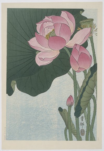 Blomstrende lotusblomster af Ohara Koson