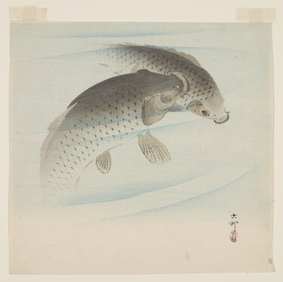 Karper (Koi) (træbloktryk i farver) af Ohara Koson